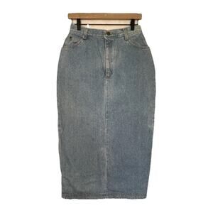 Vintage 90s Stuffed Shirt Jeanswear 6 Blue Plaid Maxi Skirt Back Slit Women READ
